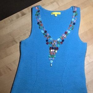 Malandrino, heavy knit tank with beads.
